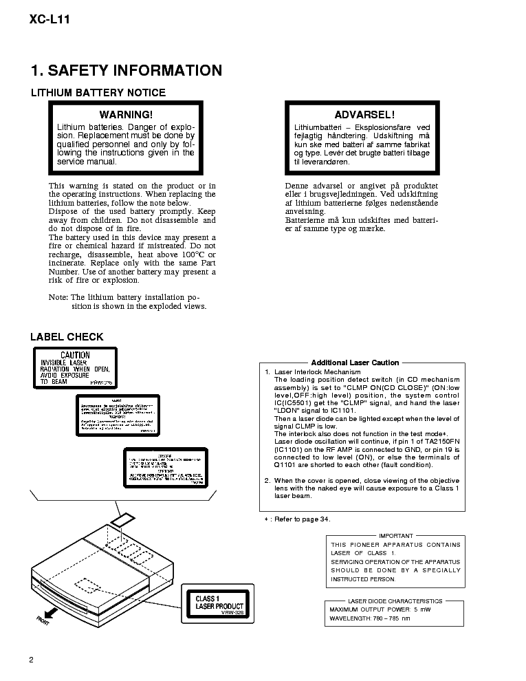 PIONEER XC-L11 service manual (2nd page)