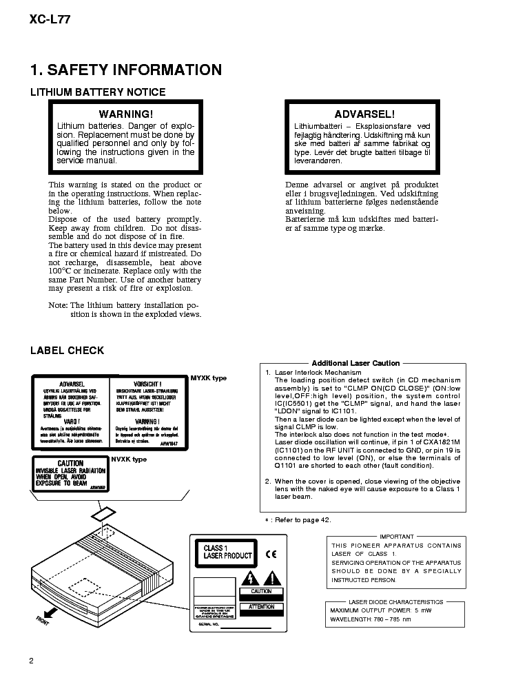 PIONEER XC-L77 service manual (2nd page)