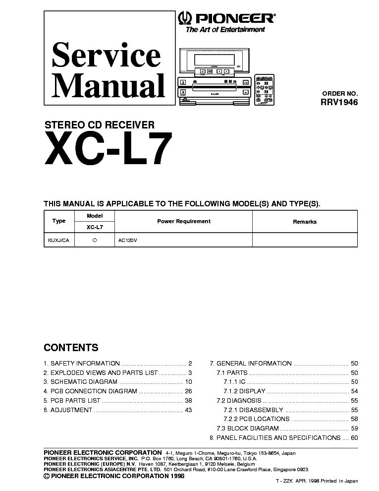 PIONEER XC-L7 RRV1946 SM service manual (1st page)
