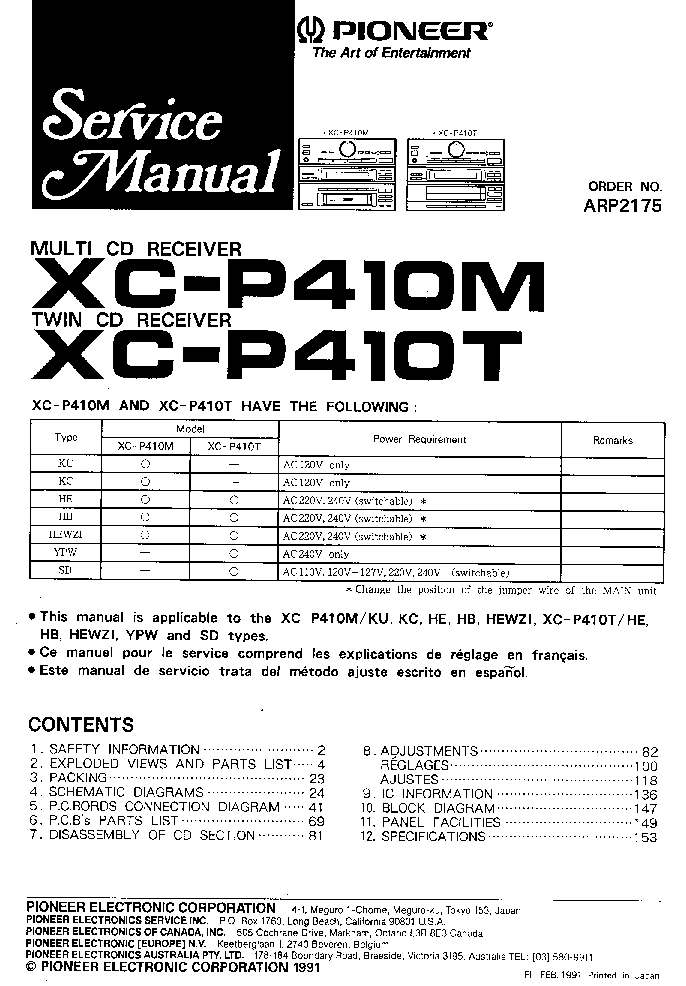 PIONEER XC-P410M-T SM service manual (1st page)