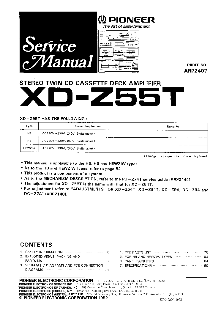 PIONEER XD-Z55T ARP2407 SM service manual (1st page)