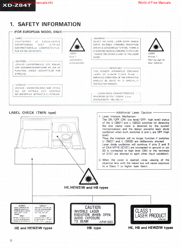 PIONEER XD-Z84T ARP2139 SM service manual (2nd page)