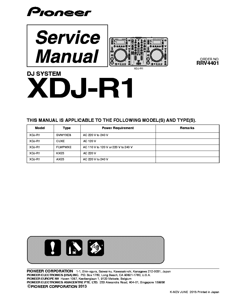 PIONEER XDJ-R1 RRV4401 DJ SYSTEM service manual (1st page)