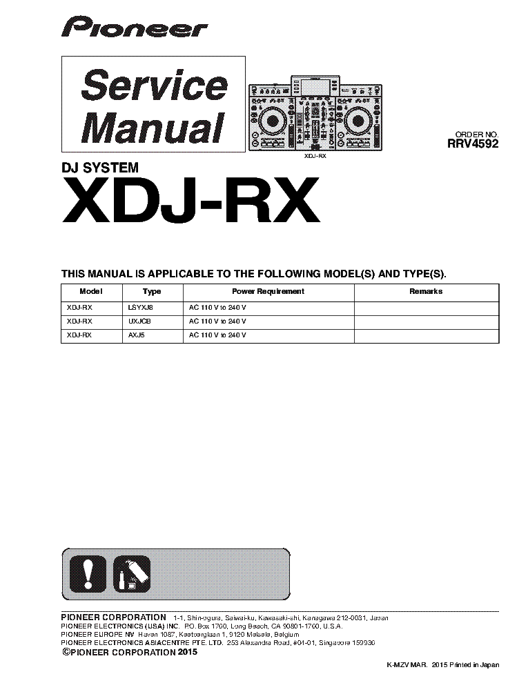PIONEER XDJ-RX RRV4592 service manual (1st page)
