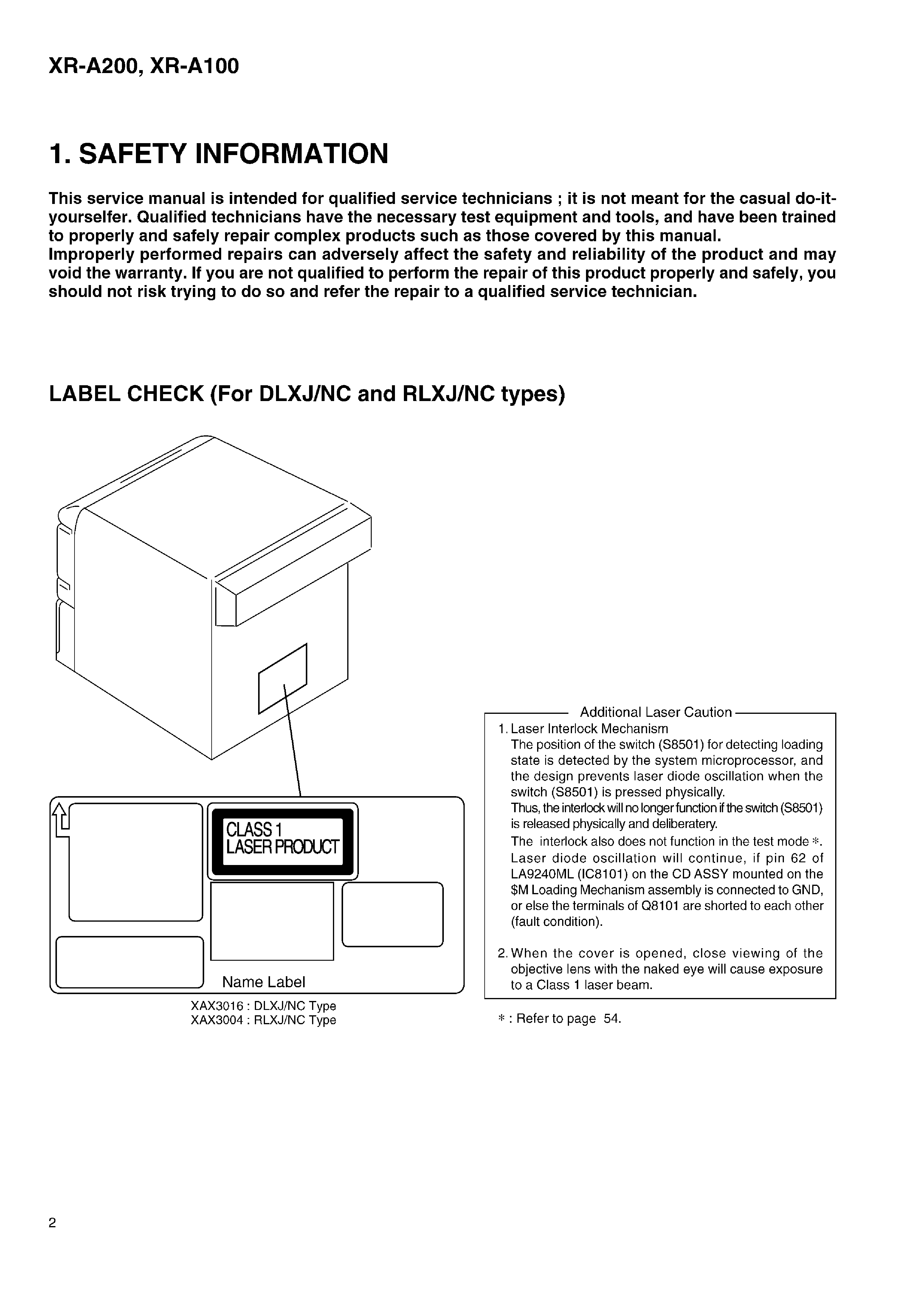 PIONEER XR-A100 A200 service manual (2nd page)