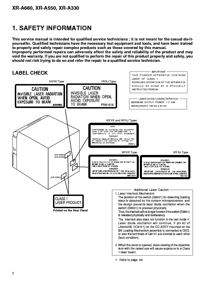 PIONEER XR-A330 A550 A660 service manual (2nd page)