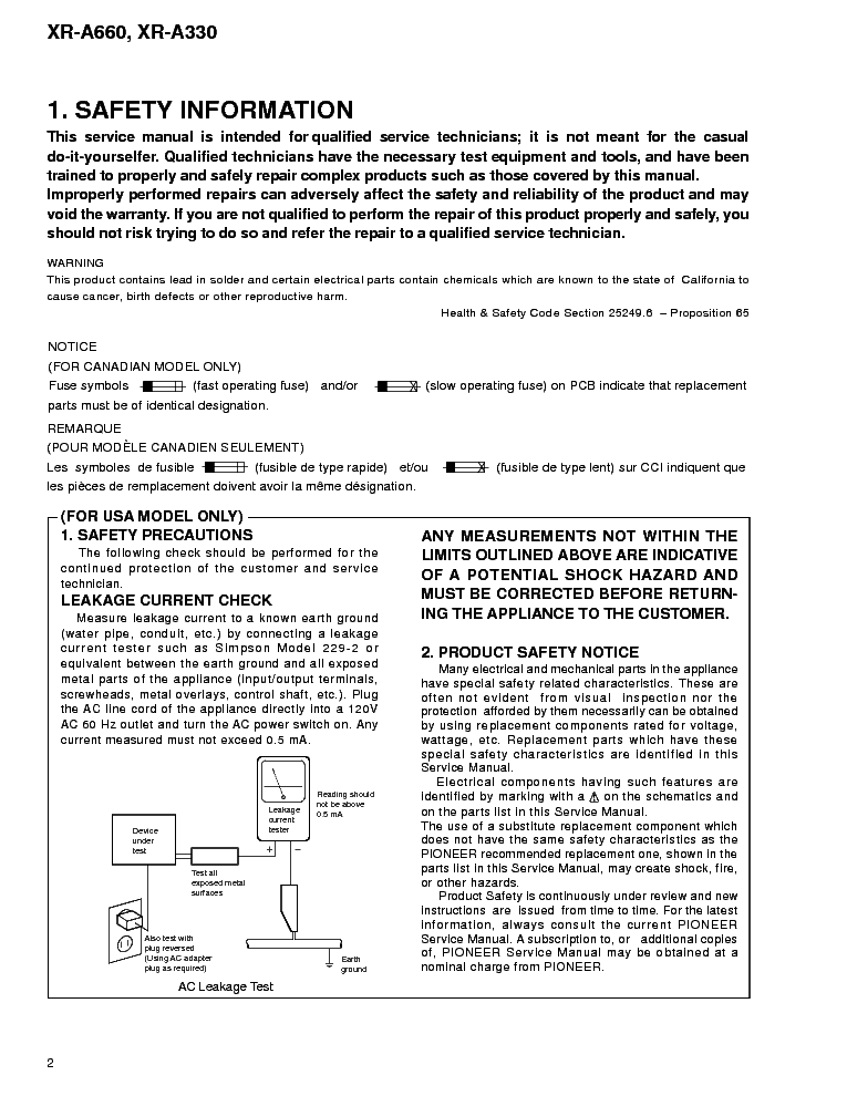 PIONEER XR-A330 A660 SM service manual (2nd page)