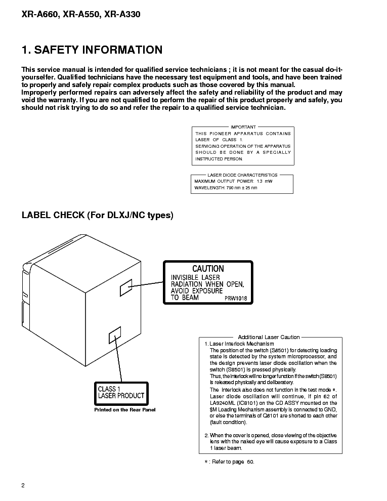PIONEER XR-A330 XR-A550 XR-A660 SM service manual (2nd page)