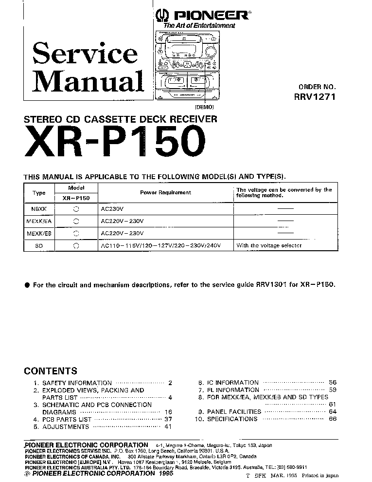 PIONEER XR-P150-RRV1271 service manual (1st page)