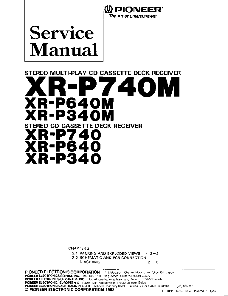 PIONEER XR-P340 640 740 M service manual (1st page)