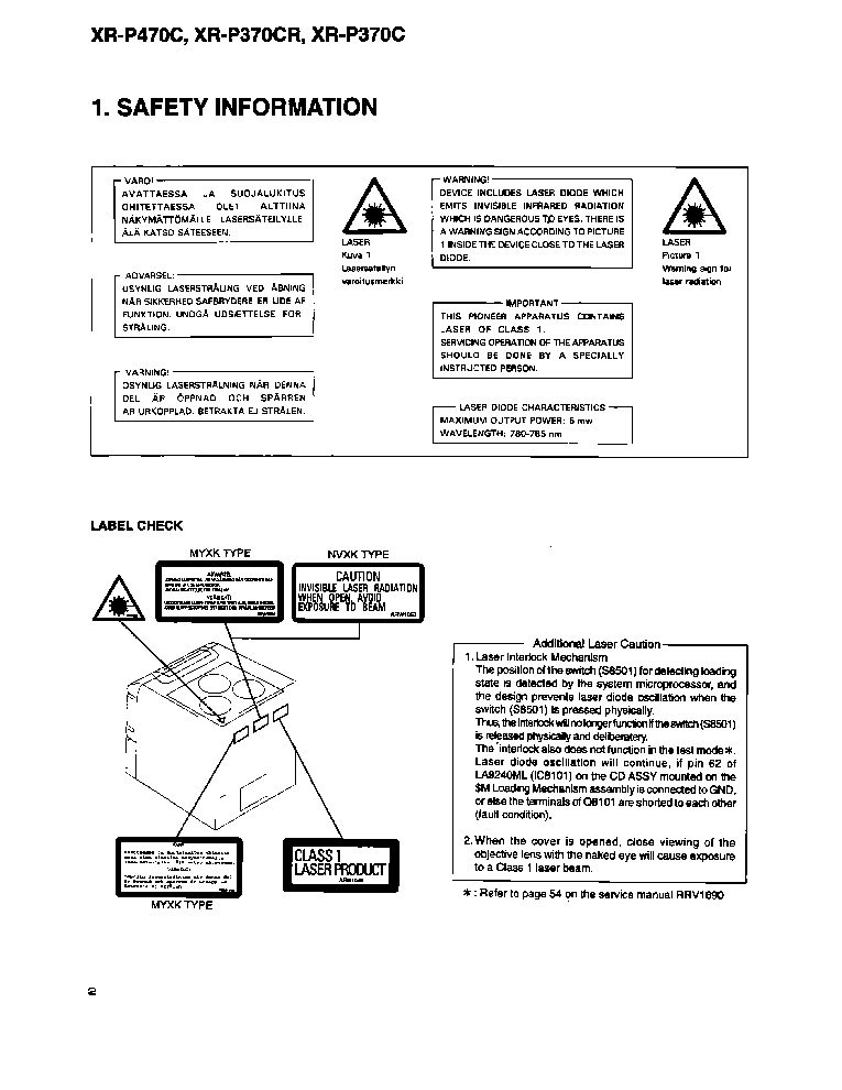 PIONEER XR-P470 370 SM service manual (2nd page)