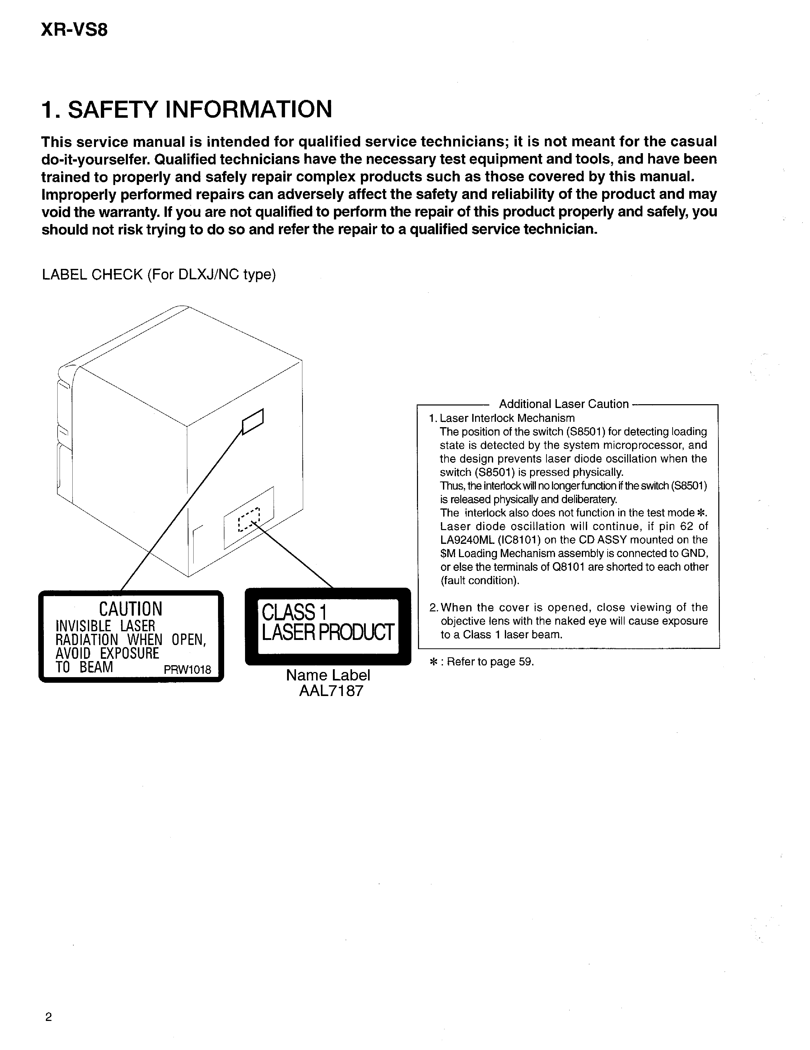 PIONEER XR-VS8 service manual (2nd page)
