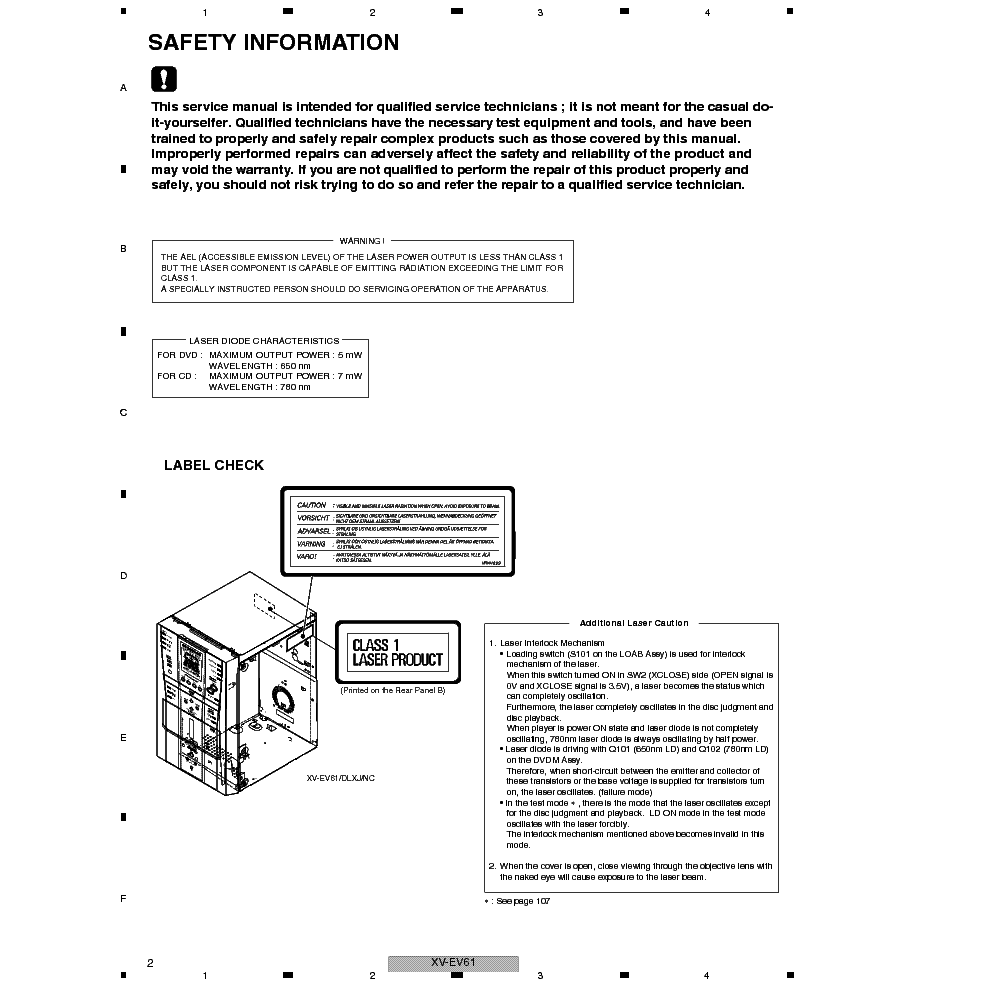PIONEER XV-EV31 EV61 service manual (2nd page)