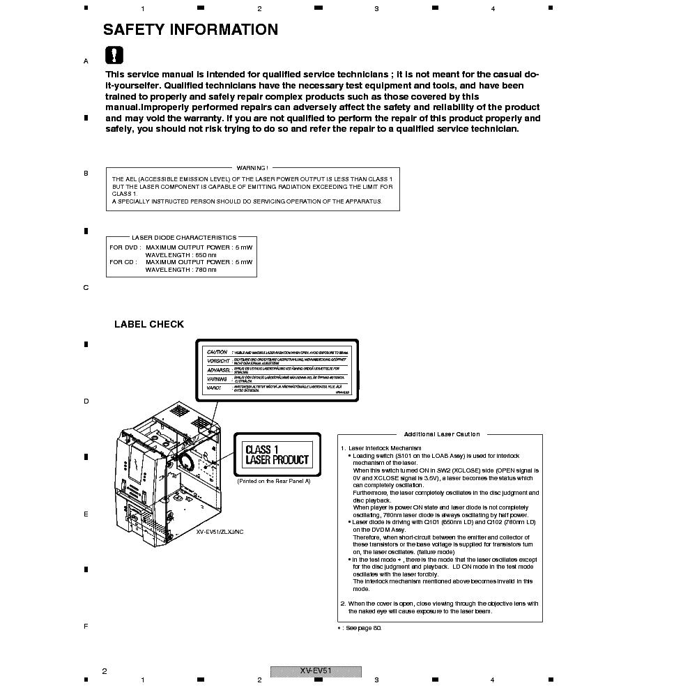 PIONEER XV-EV51 EV21 SM service manual (2nd page)