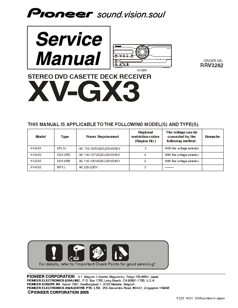 PIONEER XV-GX3 service manual (1st page)
