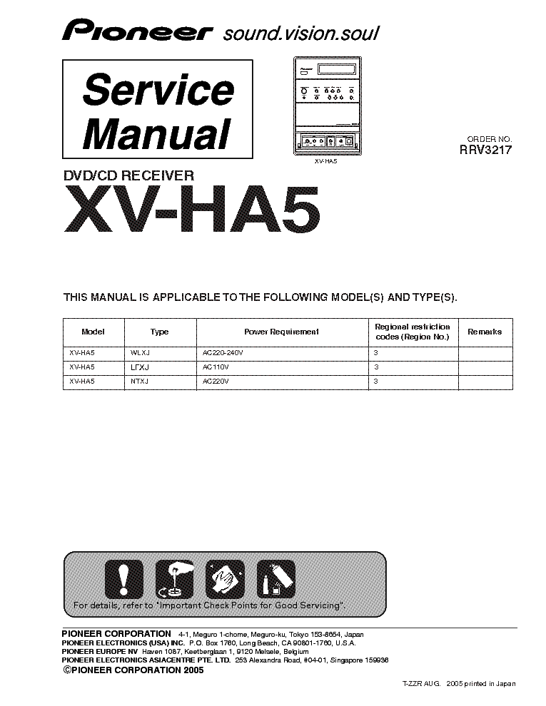 PIONEER XV-HA5 SM service manual (1st page)