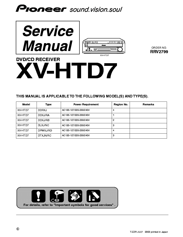 PIONEER XV-HTD7 SM service manual (1st page)