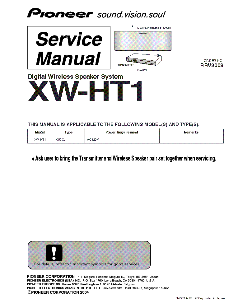 PIONEER XW-HT1 SM service manual (1st page)