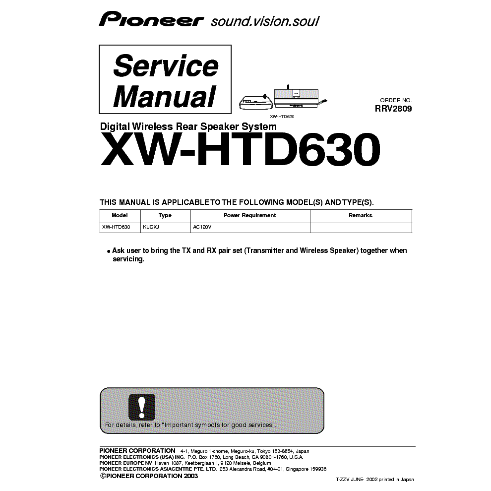 PIONEER XW-HTD630 service manual (1st page)