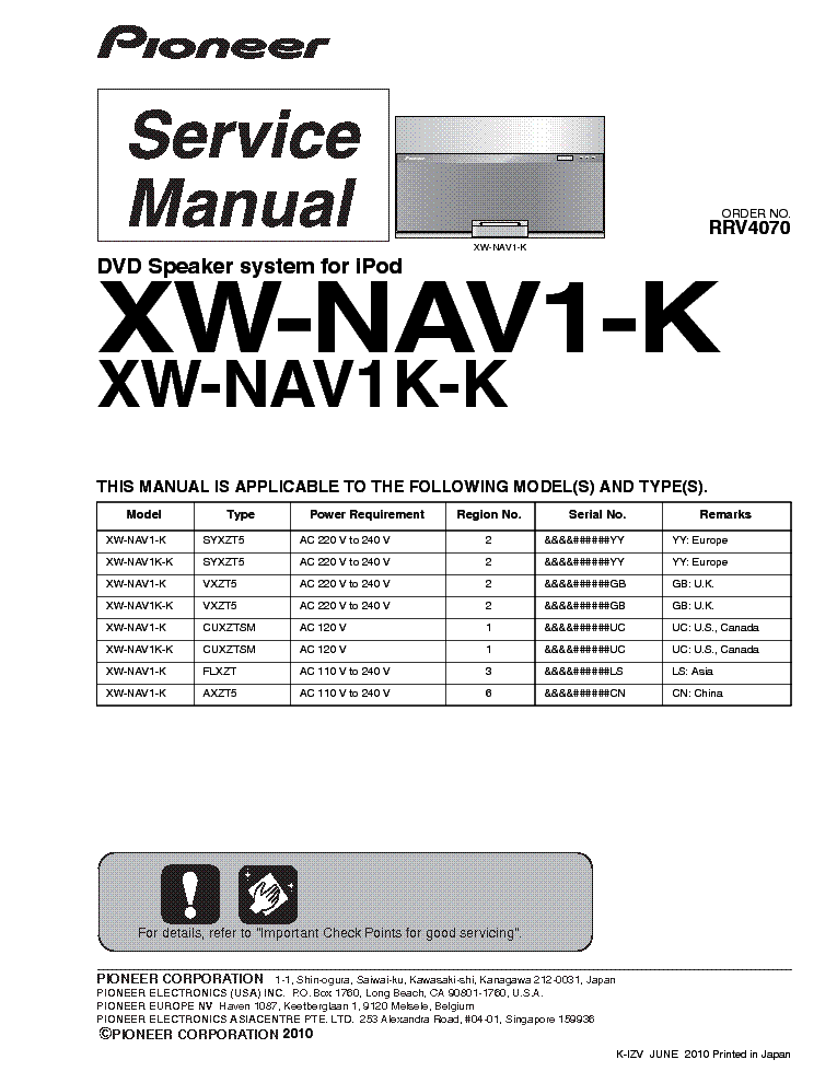 PIONEER XW-NAV1-K NAW1K-K service manual (1st page)