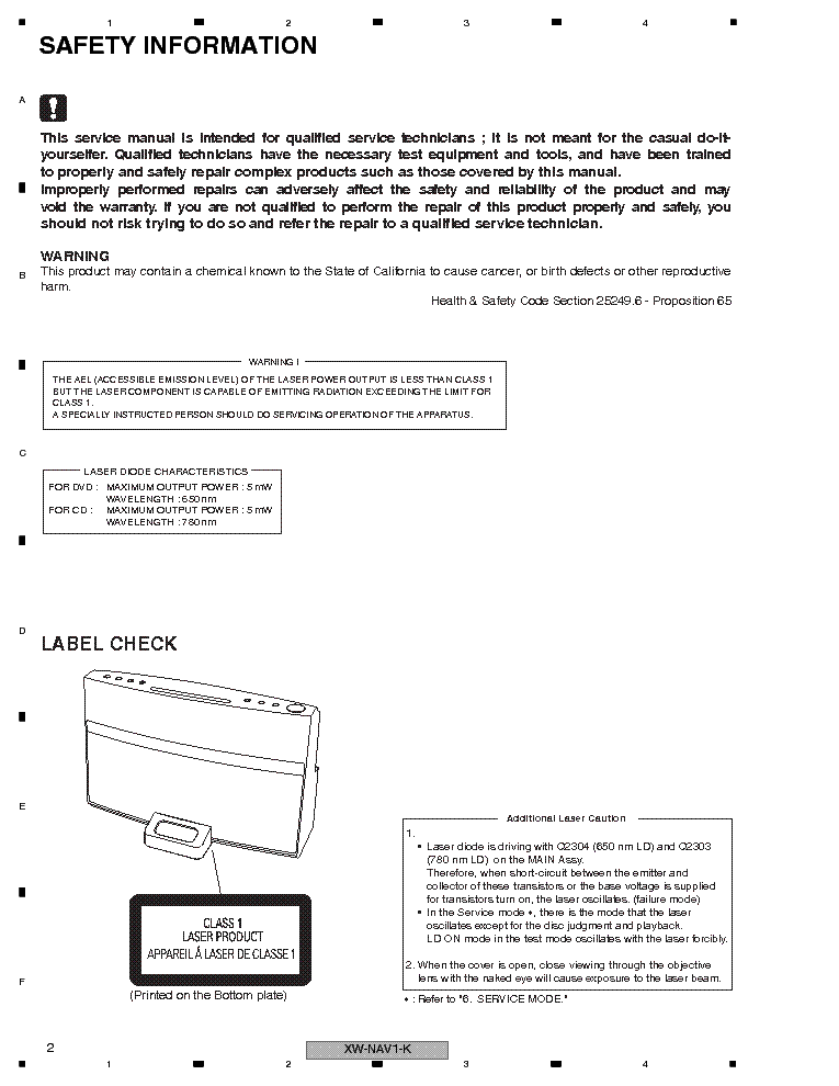 PIONEER XW-NAV1-K NAW1K-K service manual (2nd page)
