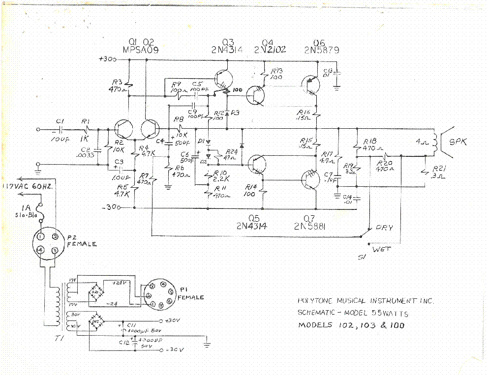 POLYTONE PREAMP MEGA BRUTE MINI BRUTES I IV SCH Service Manual download