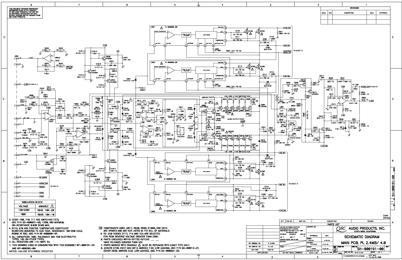 QSC PL40 Service Manual download, schematics, eeprom, repair info for