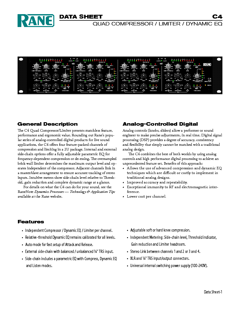 RANE C4DAT service manual
