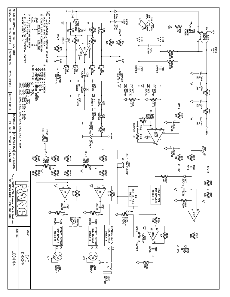 RANE DMS22 SCH Service Manual download, schematics, eeprom, repair info ...