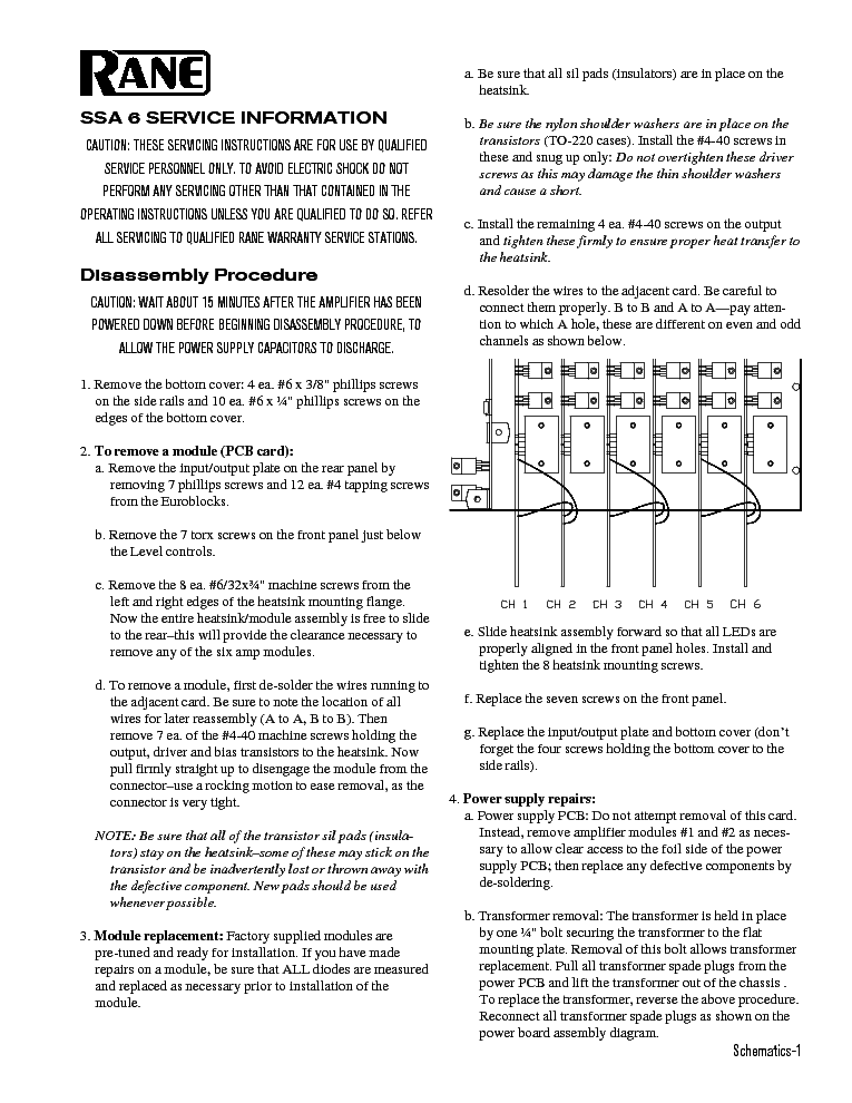 RANE SSA6 SCH service manual
