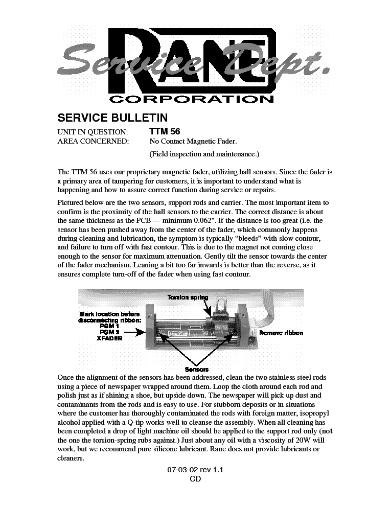 RANE TTM56 service manual