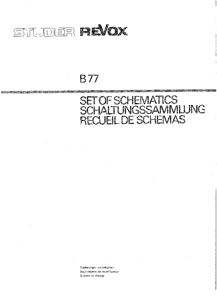 REVOX B-77 SCHEMATIC service manual