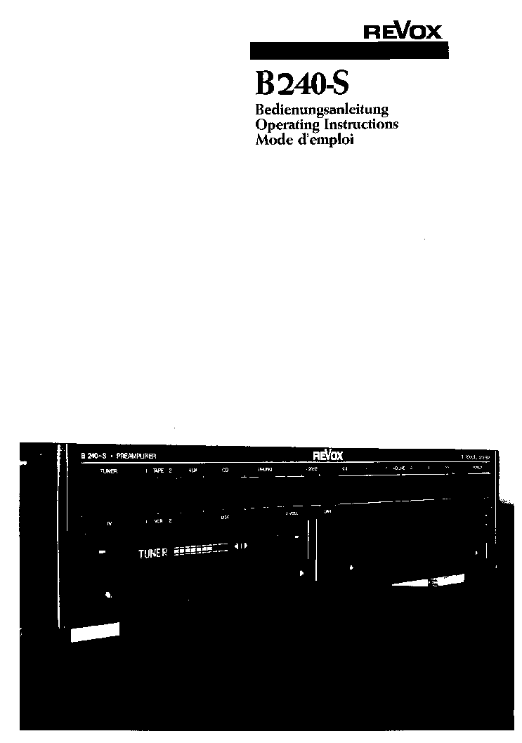 REVOX B240-S PREAMPLIFIER 1990 OP SM service manual