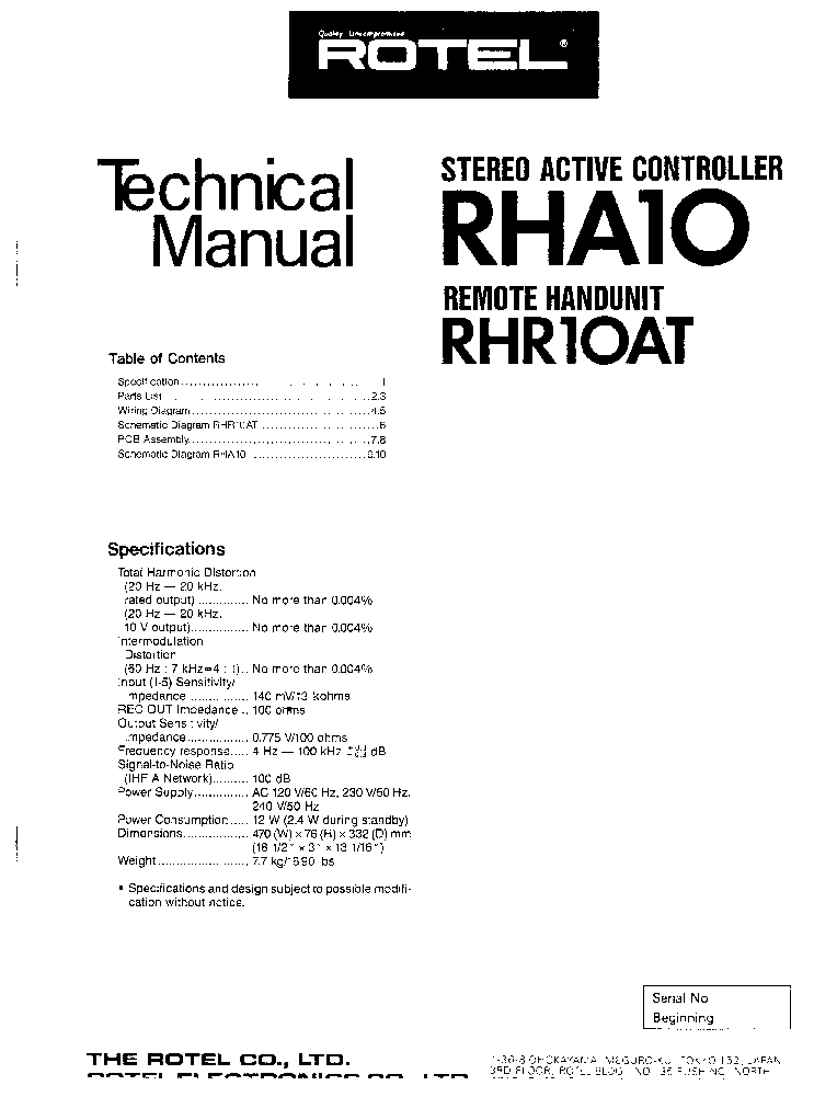 ROTAL RHA-10 SM Service Manual download, schematics, eeprom, repair ...