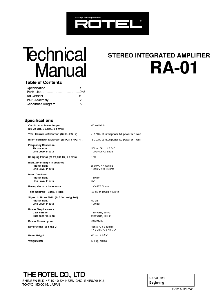 ROTEL RA-01 service manual
