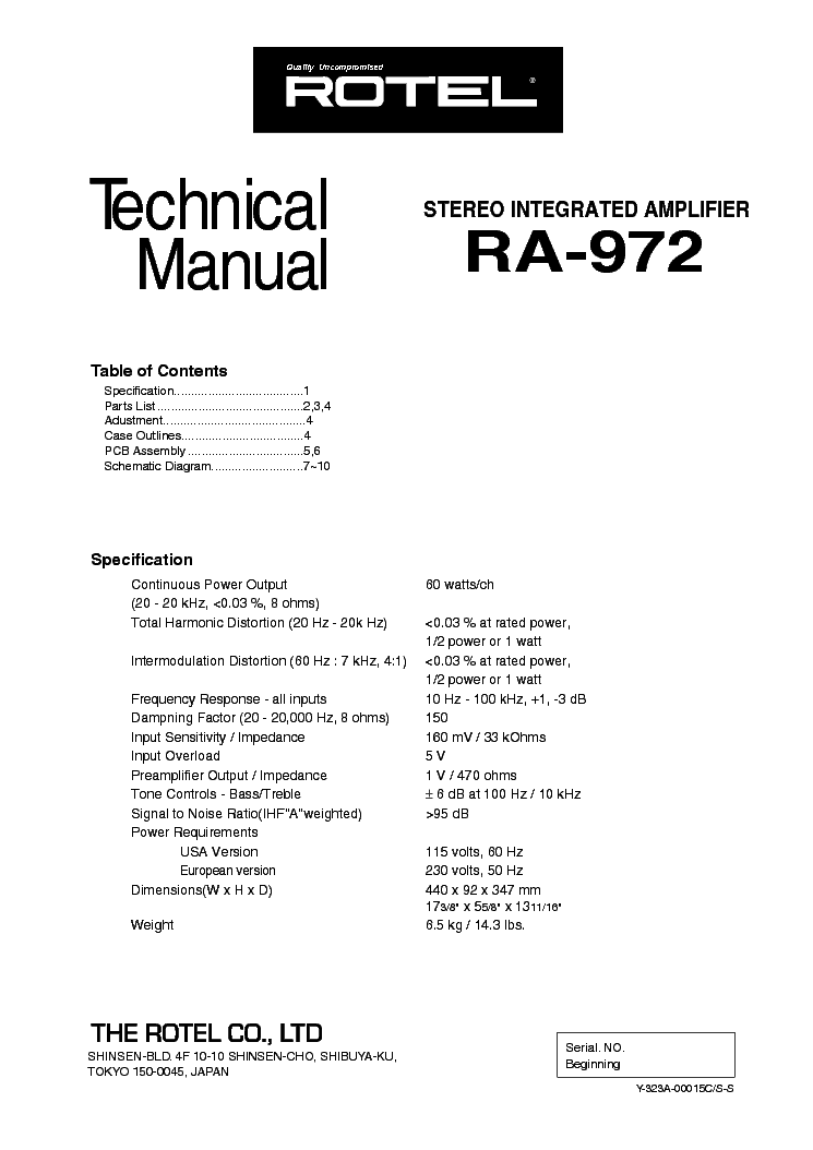 ROTEL RA-972 SM Service Manual download, schematics, eeprom, repair