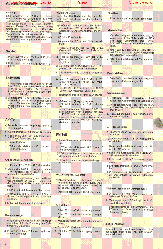 SABA 8100 SM service manual (2nd page)