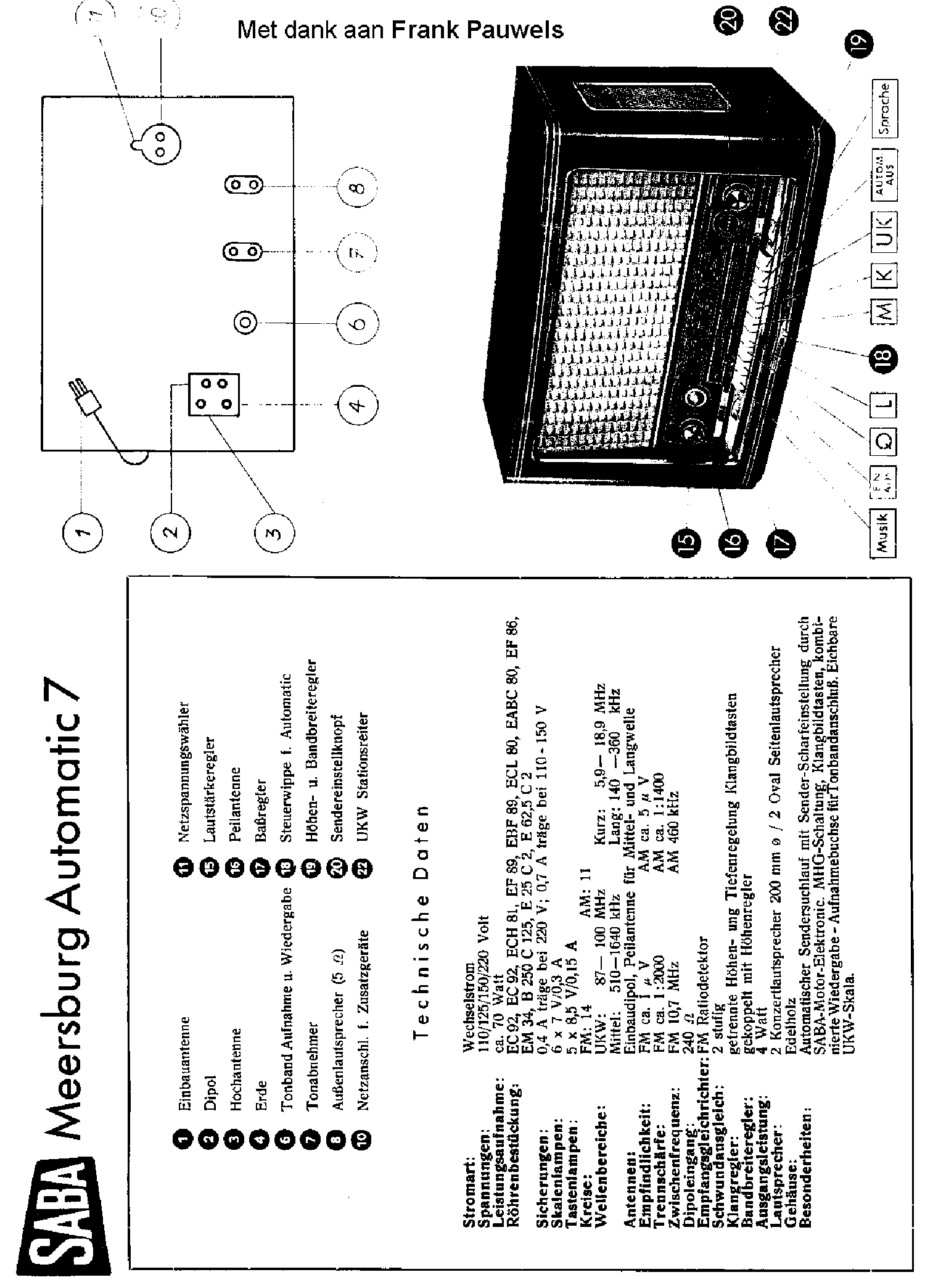 SABA MEERSBURG-AUTOMATIC-7 AM-FM RECEIVER SM service manual (1st page)