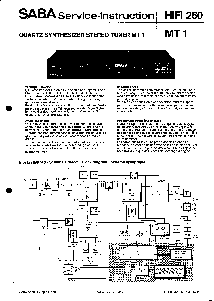 SABA MT-1 SM service manual (1st page)
