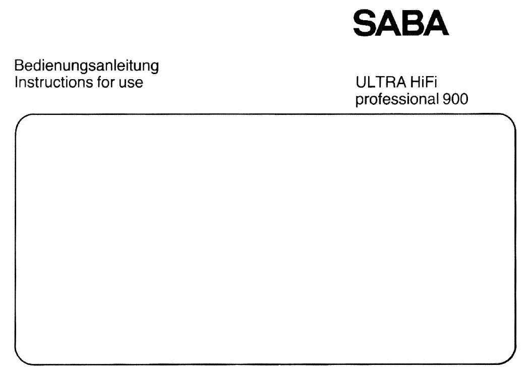 SABA ULTRA-HIFI PROFESSIONAL-900 TURNTABLE service manual
