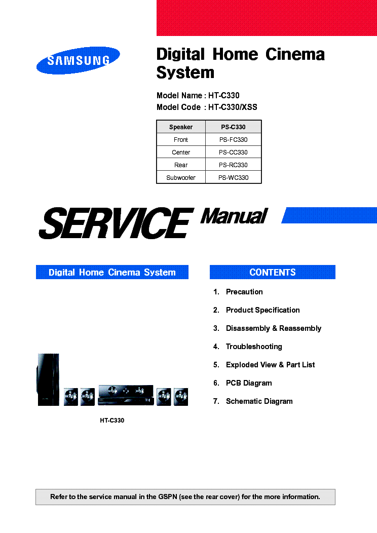 SAMSUNG HT-C330 XSS Service Manual download, schematics, eeprom, repair ...