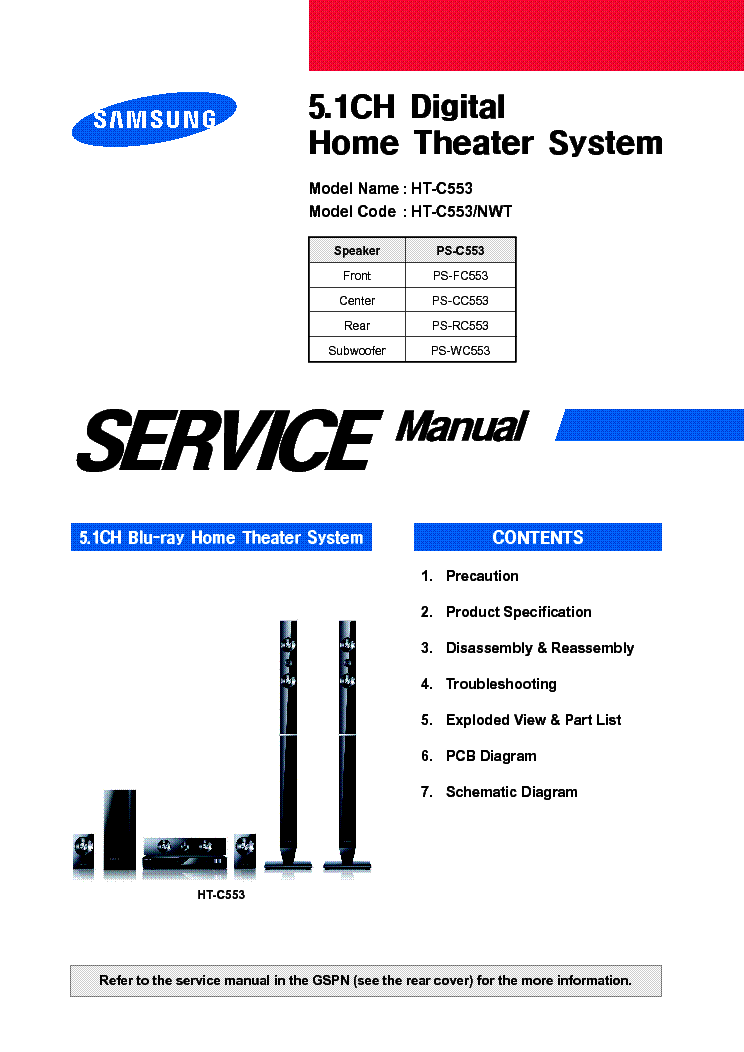 SAMSUNG HT-C553 NWT service manual (1st page)