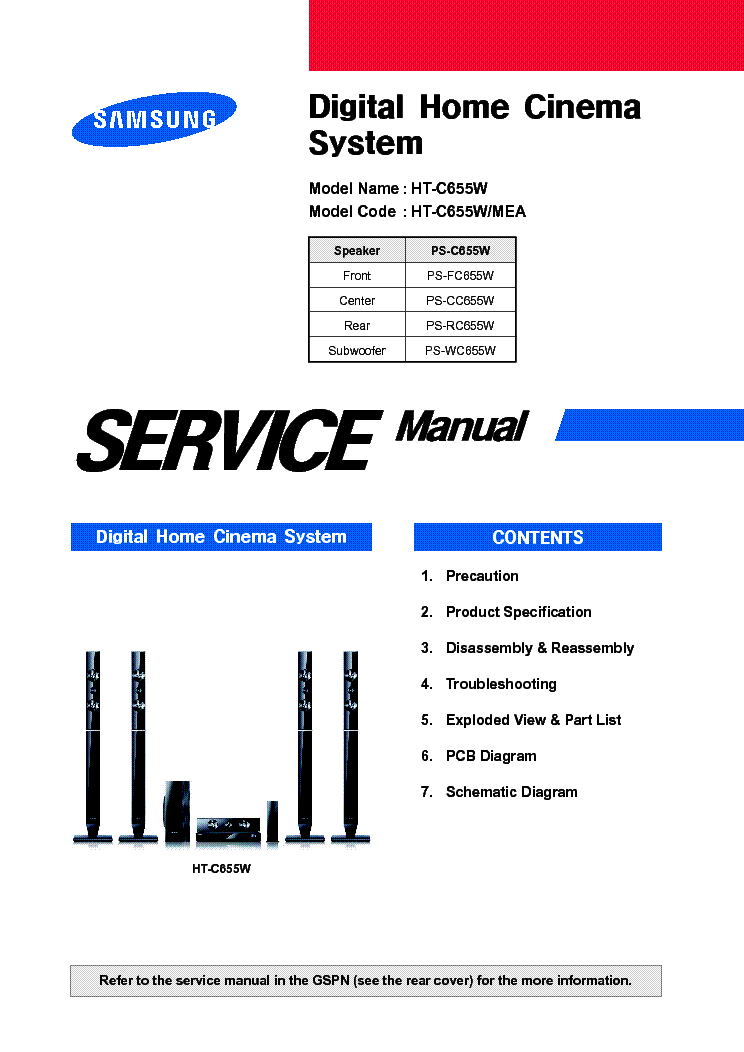 SAMSUNG HT-C655W MEA Service Manual download, schematics, eeprom ...