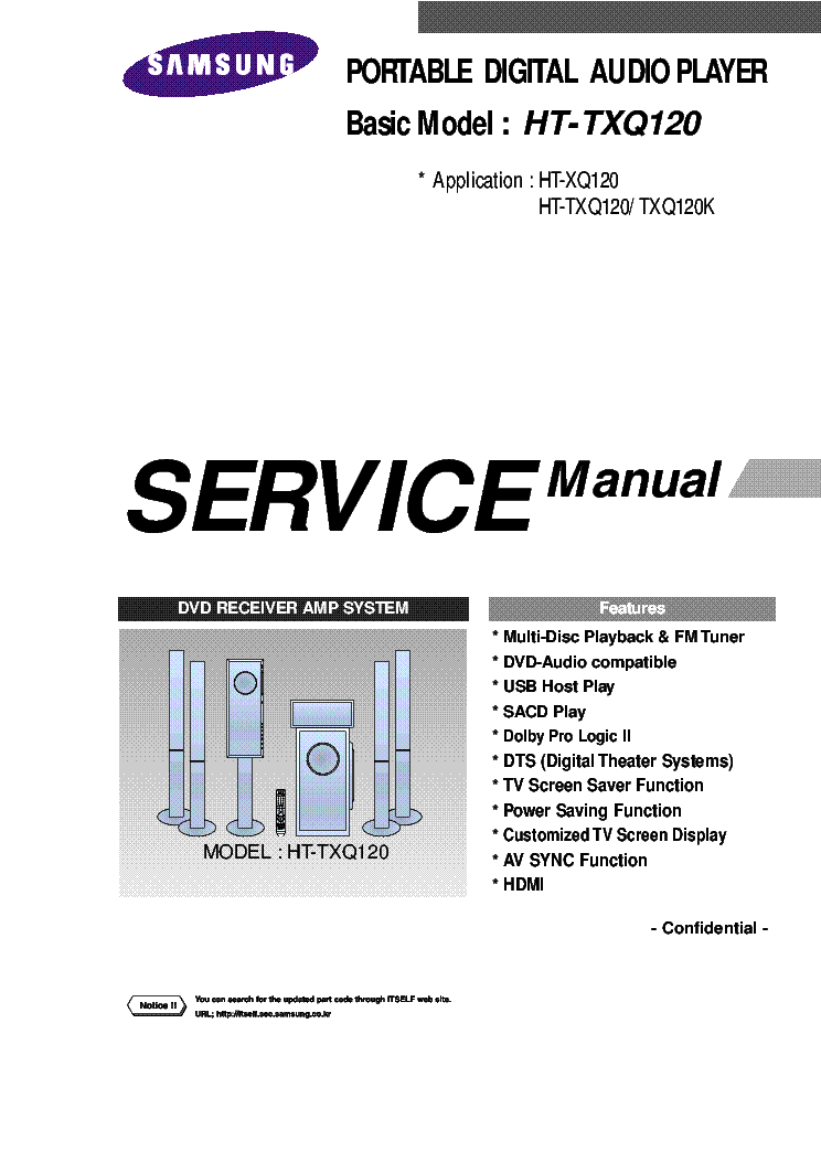 SAMSUNG HT-TXQ120 HT-TXQ120K HT-XQ120 service manual (1st page)