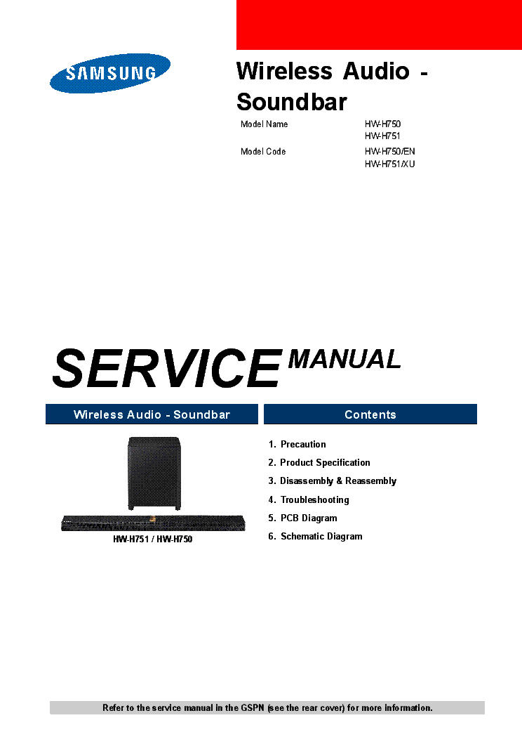 SAMSUNG HW-H750-EN HW-H751-XU Service Manual download, schematics, eeprom, repair info for electronics