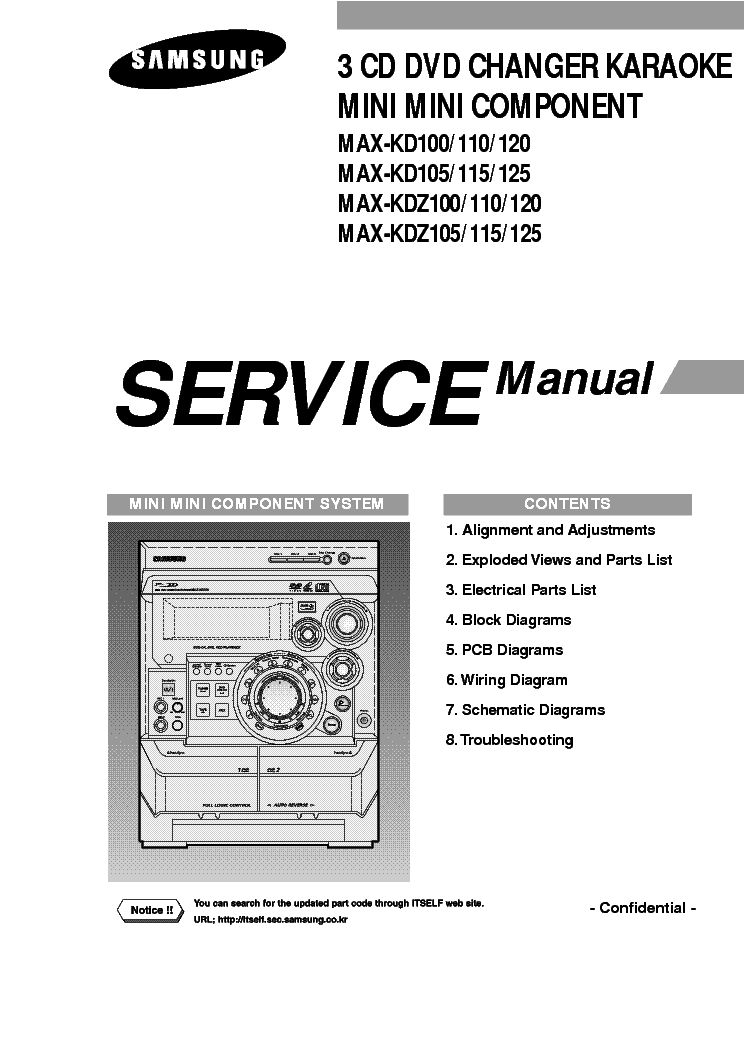 SAMSUNG KD100,105,110,115,120,125 KDZ100,105,110,115,120,125 SM service manual (1st page)