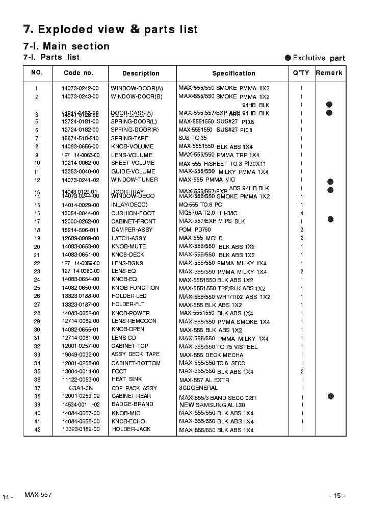 SAMSUNG MAX-557 service manual (1st page)