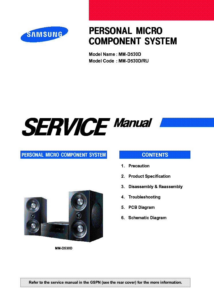 SAMSUNG MM-D530D service manual (1st page)