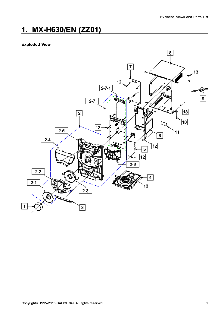 SAMSUNG MX-H630EN PARTS service manual (1st page)