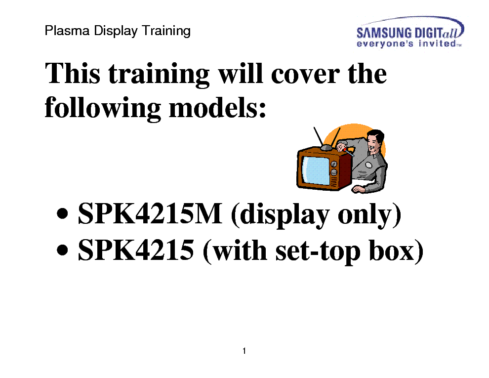 SAMSUNG SPK4215M PDP TRAINING service manual (1st page)